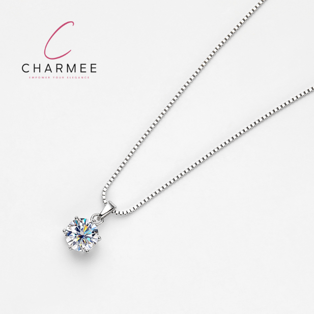 1 Karaat Moissanite zilveren hanger